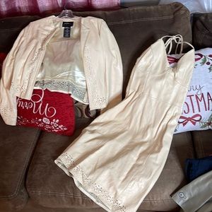 2 piece leather dress set